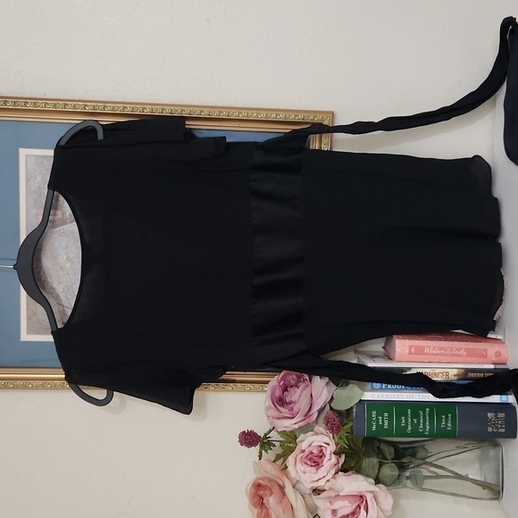 Sexy Y2K 100%Silk Black Waist Defined Size Medium Sexy Flirty Feminine Whimsical - Picture 5 of 12